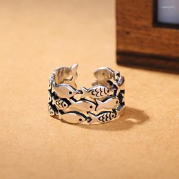 Cluster Rings Fashion 925 Sterling Silver Three Layers Fish For Women Adjustable Luxury Designer Jewellery Offers GaaBou