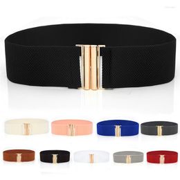 Belts Wide Elastic Belt Solid Color Corset Metal Buckle Lady Fashion Cummerbands Stretch Cinch Waistband Dress Waist CeintureBelts