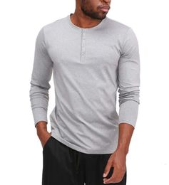 lu Men Yoga Outfit Sports Long Sleeve T-shirt Mens Sport Style Collar button Shirt Training Fitness Clothes Elastic Quick Dry Wear High street leisure 36