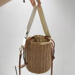 Fashion Women's Straw Weave Bucket Bags Logo Letter Printing Designer Crossbody Bag Handbags262m