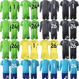 Club Team GK Long Sleeve Soccer Edwin van der Sar Jerseys Set Goalkeeper Andre Onana David de Gea Sergio Romero Peter Schmeichel Football Shirt 23/24 Mens Kids ManLian