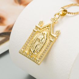 Pendant Necklaces Gothic Gold-plated Necklace For Men/Women/Couples Catholic Church Mary Statue Vintage 2023 Jewellery Accessories Chains