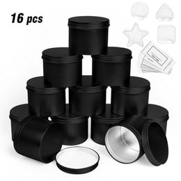 Round Metal Tin Box Candle Black Aluminium Jar Storage Empty Pot Plain Screw Top Cans Cream Cosmetic Container Gold Silver217S