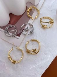 Hoop Earrings KELITCH Gold Alloy Pink Style Twist Circle Round Dangle Drop Women Fashion Chic Fancy Jewelry