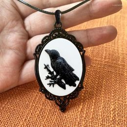 Pendant Necklaces Gothic Crow Raven Charm Necklace Mystic Witch Jewellery Gift Rope Chain Goth Choker Unisex