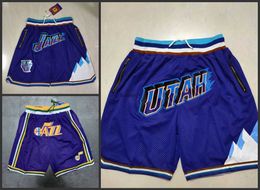 Utah''Jazz''Men Team Basketball Shorts Just Don Short With Pockets Zipper Wear Casual Pant Gym Beach Sweatpants Justdon Hip Pop Elastic Stitch