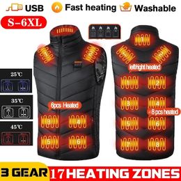 Men's Vests 17PCS Heated vest Jacket Fashion Men Women Coat Intelligent USB Electric Heating Thermal Warm Clothes Winter Heated Vest 231127