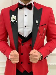 Men's Suits Blazers Tuxedo 3 Piece Slim Fit Suit Double Breasted Vest Wedding for Men Party Prom Set Blazer Trousers 231129