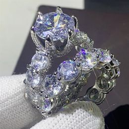 2020 New Arrival Unique Vintage Jewellery 925 Sterling Silver Couple Rings Round Cut White Topaz CZ Diamond Women Wedding Bridal Rin2278