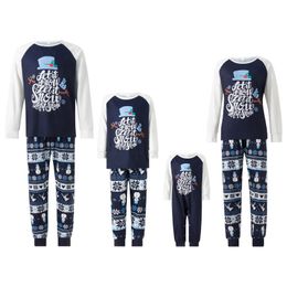 Family Matching Outfits Christmas Pajamas Baby Romper Letter Print Long Sleeve Tops Stripe Snowflake Snowman Pants Loungewear 231129