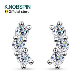 Серьги-каффы KNOBSPIN D VVS1 для женщин, классические модные серьги для повседневного ношения для вечеринок, сертифицированные GRA, s925, серебристые серьги из 18-каратной стали 231129