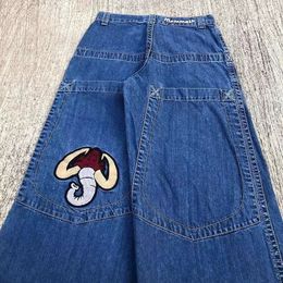 Women s Jeans Y2K Harajuku Retro Elephant Graphic Baggy Blue Pant Punk Rock Hip Hop Gothic Wide Leg Trousers Streetwear 231130