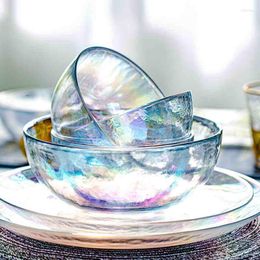 Bowls Colorful Glass Salad Bowl Serving Plate Fruit Dessert Cake Tray Meal Pasta Storage Container Main Dish Western