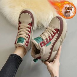 Dress Shoes High top cotton shoes winter cashmere warm casual sports women nonslip soft sole leather daddy 231130