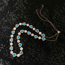 s925 Sterling Silver The summer lovely Yellow Gold Colour Multi Sun Lagoon Blue Heart Adjustable Necklace For Women Gift Jewellery Y12772