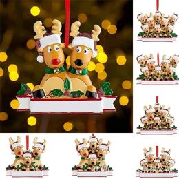 New Personalised Rreindeer Family Christmas Tree Decoration Cute Deer Christmas Resin Pendant