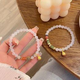 Charm Bracelets 6mm White Agate Beaded Bracelet For Women Charming And Elegant Crystal Jewelry Sweet Birthday Christmas Gift Friendship Item