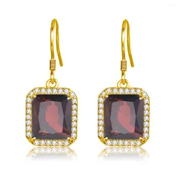 Dangle Earrings Vintage Garnet Hook Silver 925 Gold Plated Anniversary Banquet Gift For Women 2023 Luxury Jewelry