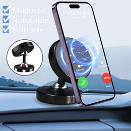 Upgrade Double Side Magnetic Car Phone Holder Round Rotatable Mount Strong Magnet GPS Stand Car Mobile Support for IPhone 14 13 Samsung