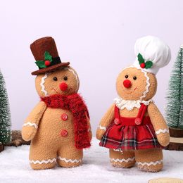 Christmas Decoration Indoor 12.6 inch Gingerbread Plush Doll Ornaments Gingerbread Man Stuffed Animal Christmas Decor Toy Gift for Kids Girls