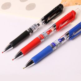 3Pcs 0.5mm Gel Ink Pen Mechanical Knock Type Black Red Blue School Class Homework Test Office Contract Signature Teacher S01