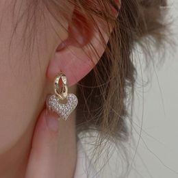 Hoop Earrings Luxury Micro Paved CZ Zirconia Piercing For Women White Crystal Geometric Heart Love Ear Buckle Hoops Jewelry