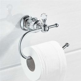Chrome Crystal Toilet Paper Holder Solid Brass Roll Polish Shlef Towel Wall Mounted Bathroom Accessories Y200108203r