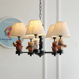 Chandeliers American Children's Chandelier Boys And Girls Room Bedroom Lights Simple Cloth Cover Doll Household Lamps