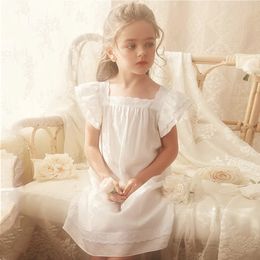 Pyjamas Girl's Princess Short Sleeve Sleepshirts Nightrowns.Toddler Kid's Square Neck Nightdress Sleepwear.Summer Children's Clothing 231129