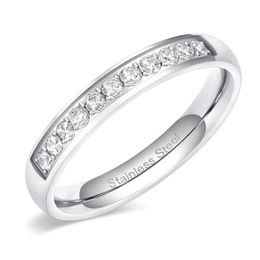 Wedding Rings 3 5mm Women Half Eternity Bands For Female Stainless Steel Cubic Zirconia Band Whole Size 4-122740