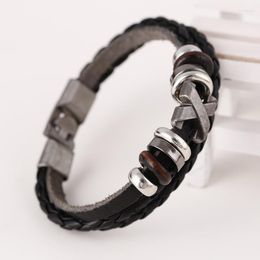 Charm Bracelets Wholesale Vintage Leather Bracelet Wristband Jewellery Punk Unisex Girls Multi Layer Wooden Bead Men