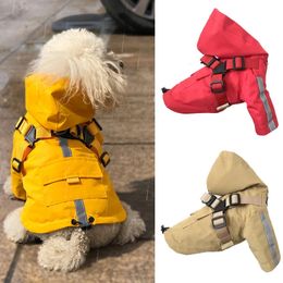 Dog Apparel Reflective Puppy Dog Raincoat with Harness Waterproof Pet Clothes Yorkshire Outfit Apparels masoctas impermeables para la lluvia 231129