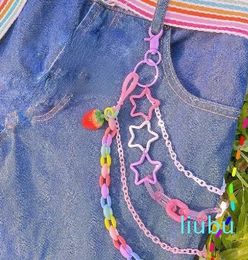 Harajuku Accessories Sweet Strawberry Star Keychain Cute Colour Resin Chain Waist Chain Ladies Decoration Party