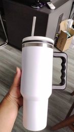 New 40oz Stainless Steel Tumblers Cups With Handle Lid Straw Anti-Leak Big Capacity Travel Car Mugs Outdoor Vacuum Insulated Water Bottles FY5714 0430