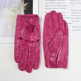 Five Fingers Gloves style sheepskin gloves women leather thin single layer unlined hollow breathable riding motorcycle gloves spring and summer 231130