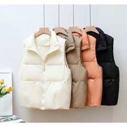 Womens Down Parkas Body Warmer Women Vest Jacket Loose White Duck Thick Waistcoat Zipper Sleeveless Coat for Female Winter 231129