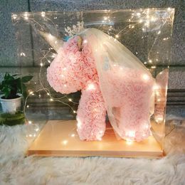 Decorative Flowers & Wreaths Creative Preserved Cute Monster Valentine's Day Gift Rose Bear PE Foam Flower Pony Handmade Girlfriend