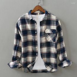 Men's Casual Shirts Smart Spring Autumn Cotton Plain Pocket Shirt Long Sleeve Loose For Men Turn-down Collar Clothing