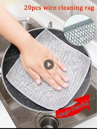 Sponges Scouring Pads Magic Cleaning Cloth Kitchen Dishwashing Towel Metal Steel Wire Rag for Dish Pot Tools 231130