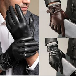 Five Fingers Gloves Men's Genuine Leather Sheepskin Gloves Winter Cold Warm Cycling Gloves High-end Durable Cashmere Gloves for Driving Touchscreen 231130