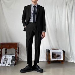 Men's Suits 2023 Arrival Men Fashion Slim Fit Casual Business Blazer Male Korea Style Solid Color Two Pieces Set Clothing H285