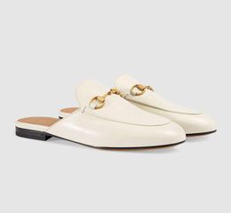 Top Quality Slippers Princetown Sandals Shoes Horsebit Leather Slippers Flats Men Women Golden Chain Ladies Slip On Slides Comfort Walking EU35-42