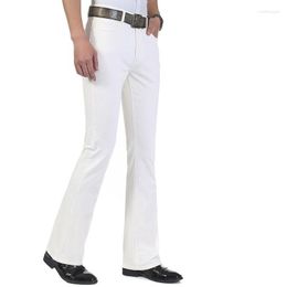 Men's Jeans 2023 Men's Business Casual High Quality Mid Waist Elastic Boot Cut Flare WhiteTrousers Denim Pants