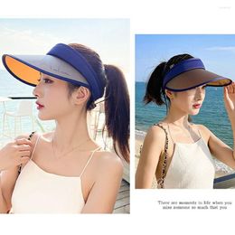 Wide Brim Hats Women Summer Anti-Uv Sun Hat Beach Empty Top Letter Visor Adjustable Sunscreen Cap Outdoor Sports Travel