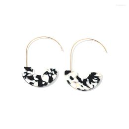 Dangle Earrings Fashion Women Girls Retro Geometric U-Shaped Hanging Black White Acetate Acrylic Resin Gifts For Lady