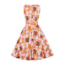 Casual Dresses Women Sleeveless 2023 Summer Retro Style Dress Formal Spaghetti Strap Floral Bow Womens Short Sleeve