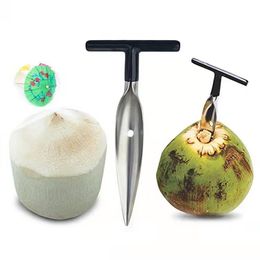 Coconut Opener Tool Stainless Steel White Coconuts Knife Water Punch Tap Drill Straw Open Hole Cut for Fresh Green Young Coconut Fruit Tools Q790