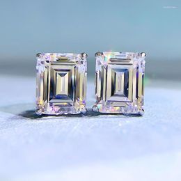 Stud Earrings 2023 925 Silver Imported High Carbon Diamond 8 10mm Imitation Emerald Zircon Ins Wind