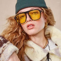 Sunglasses Retro Square Yellow Men Women 90s Shades Big Frame Designer Sun Glasses UV Protection Driving Eyewear