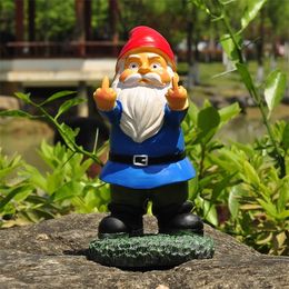 Decorative Objects Figurines Fun White Beard Dwarf Sculpture Ornament Garden Statue Creative "Middle Finger" Table Decoration Outdoor Resin Crafts 231130